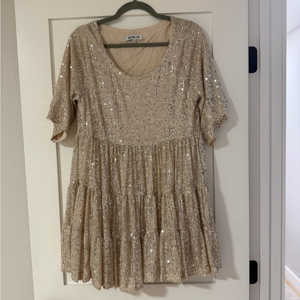 Amazing Lace Sparkling Cream Dress